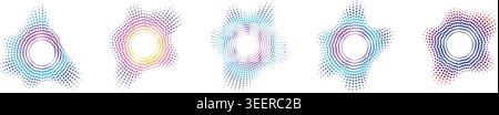 Colorful glowing starburst sound equalizer abstract audio wave frequency spectrum music visualizer vector design element bundle Stock Vector