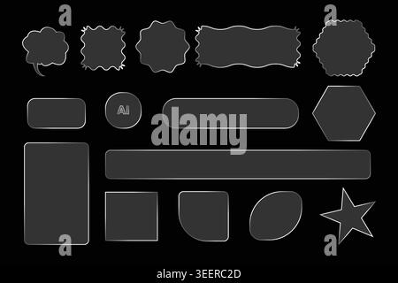 Liquid glass dark ui graphic design elements set transparent glassmorphism panels buttons interface web layout bundle Stock Vector