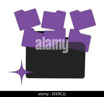 Modern purple document folder management icon set files organization storage digital data archive directory vector bundle Stock Vector