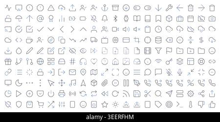 User Interface Editable Line Icons Mega Set Vector Illustration. Stock Vector