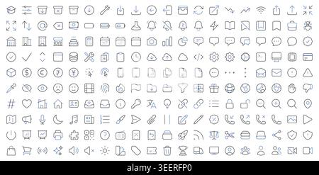 Modern User Interface Editable Line Icons Collection Vector Illustration. Stock Vector