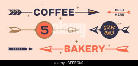 Wayfinding arrows. Directional signs collection Stock Vector