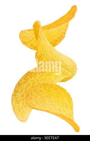 Potato chips isolated on white background with full depth of field. Stock Photo