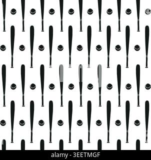 Vector seamless pattern of baseball bat and ball Stock Vector