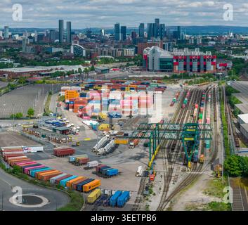 Old Trafford industrial district in Greater Manchester, England, featuring warehouses, factories and large commercial premises. Stock Photo