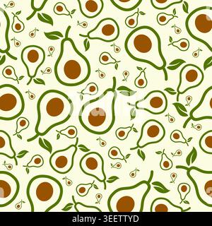 Avocado Seamless Pattern Design. Avocado Fruits Background Vector Illustration Stock Vector