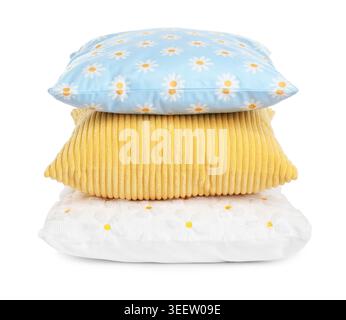 Stack of color cushions isolated on white Stock Photo