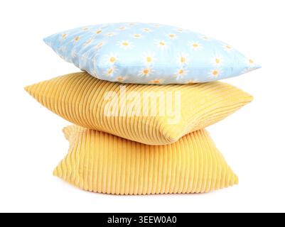 Stack of color cushions isolated on white Stock Photo