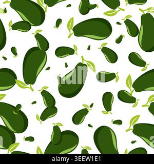 Avocado vector seamless pattern. Vector flat drawings on white background. Best for textile, wallpapers. Stock Vector
