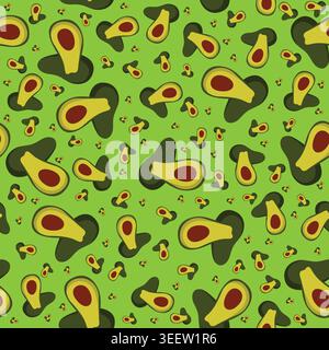 Avocado Seamless Background. Avocado Fruits Pattern Vector Stock Vector