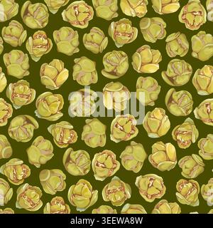 Seamless pattern of detailed thuja cones on a brown background Stock Vector
