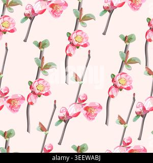Seamless pattern with branches of a blooming fruit tree Stock Vector