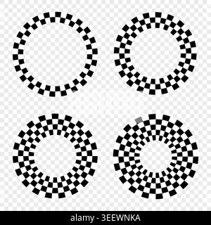 Round checkered frames with racing pattern Stock Vector
