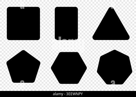 Vector black geometric figures with rounded corners Stock Vector