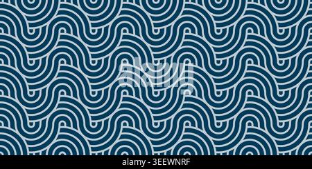 Vector seamless pattern with blue waves Stock Vector