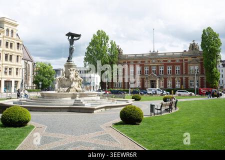12 May 2026, Saxony, Görlitz: A warning sign at a rest area indicates ...