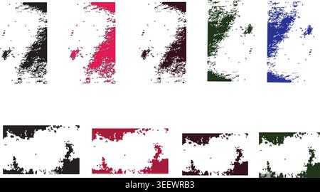 Abstract distressed rectangles circular design red white green textured pattern artistic composition grunge style illustration Stock Vector