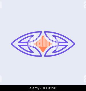 Stylized eye as symbol of global knowledge research, search. AI logo. Line art illustration for artificial intelligence branding. Stock Vector