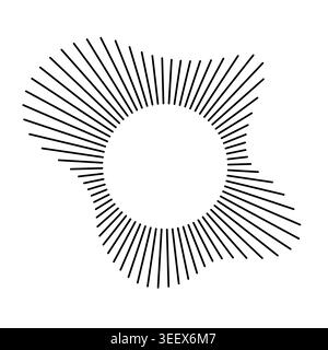Burst line sun radial pattern background. Circle abstract echo soundwave logo icon. Sound burst element star Stock Vector