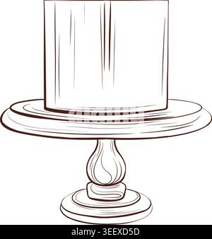 Wedding cake on stand. Sweet dessert element for invitations, cards and design Stock Vector
