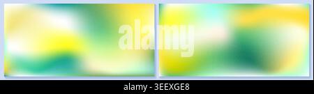 Yellow gradient bg with green noise of spring, earth white gradation. Abstract grain degrade of sky texture in lemon luxury backdrop. Soft iridescent Stock Vector