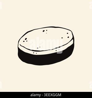 Hand drawn vector illustration of a soft cleaning sponge for kitchen and bathroom use. Minimalist household foam tool icon in a simple doodle style Stock Vector