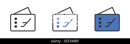 Airplane Ticket Boarding Pass Icons Set Line Editable Stroke Vector. Stock Vector