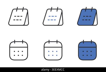 Calendar Icons Set Line Editable Stroke Vector. Stock Vector
