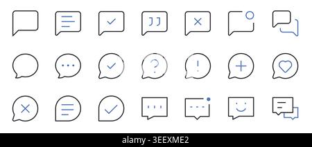 Chat & Messaging Icons Set Line Editable Stroke Vector. Stock Vector
