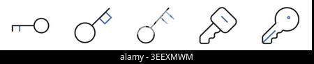 Key and Access Security Editable Line Icons Set Vector Illustration. Stock Vector