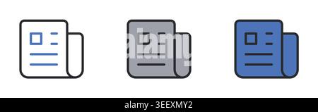 News and Article Icon Set Line Duotone and Filled Icons Set Editable Stroke Vector Illustration. Stock Vector