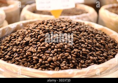 Coffee beans in a marketplace for customers to explore Stock Photo