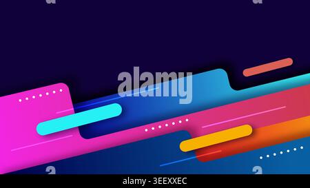 vibrant display of dynamic colorful geometric shapes with smooth rounded edges overlapping a dark navy background for modern tech websites Stock Vector