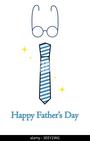 Cute Fathers Day greeting card with tie illustration and modern design, perfect for heartfelt family celebration messages. Stock Vector