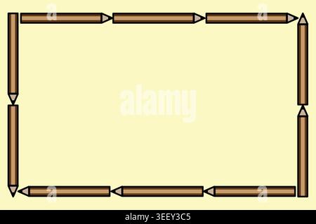 Simple pencil frame illustration with clean borders, perfect for school themes, educational posters, and creative templates Stock Vector