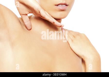 Close up of female neck and shoulder Stock Photo