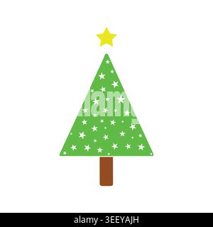 Christmas Tree Vector Icon Colorful Flat Holiday Decoration Tree Sticker Illustration Stock Vector