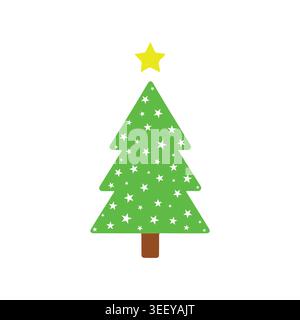 Christmas Tree Vector Icon Colorful Flat Holiday Decoration Tree Sticker Illustration Stock Vector
