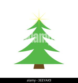Christmas Tree Vector Icon Colorful Flat Holiday Decoration Tree Sticker Illustration Stock Vector