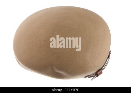 Brown retro style felt cap on white background Stock Photo