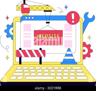 Website Maintenance Vector Illustration Featuring Web Development, System Update, Technical Support and Website Repair Design Stock Vector
