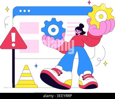Website Maintenance Vector Illustration Featuring Web Development, System Update, Technical Support and Website Repair Design Stock Vector