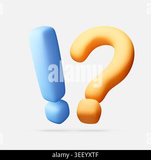 Exclamation mark and question mark 3D icons Stock Vector