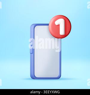3D Smartphone with red notification bubble Stock Vector