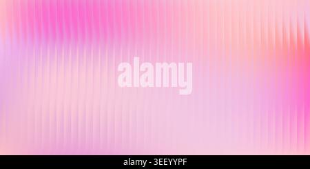 Ribbed glass background with pink gradient and light effects. Abstract striped vertical texture. Premium glossy reflections and futuristic neon glow Stock Vector