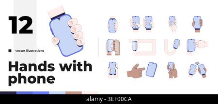 Vertical phone mockups hand gestures instruction graphic pack Stock Vector