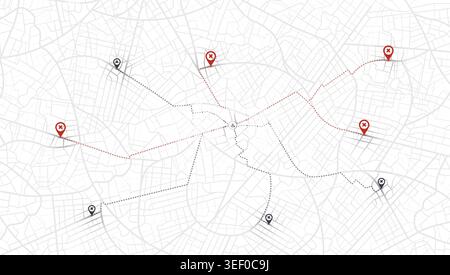System failure to pin location. Disrupted navigation interface. Lost connection. Map navigation malfunction. Vector illustration on white background Stock Vector