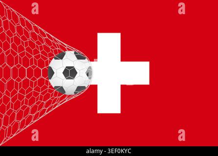 Flag of Switzerland with Soccer Ball. Football Championship Concept. Vector Illustration. Stock Vector