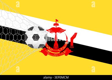 Flag of Brunei with Soccer Ball. Football Championship Concept. Vector Illustration. Stock Vector