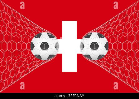 Flag of Switzerland with Soccer Ball. Football Championship Concept. Vector Illustration. Stock Vector